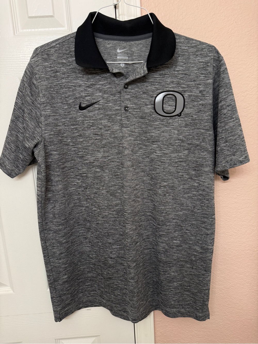 Nike Golf Mens L Grey Oregon Ducks Heathered Performance Polo Shirt NCAA
